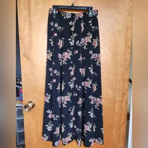 Floral Black Maxi Skirt